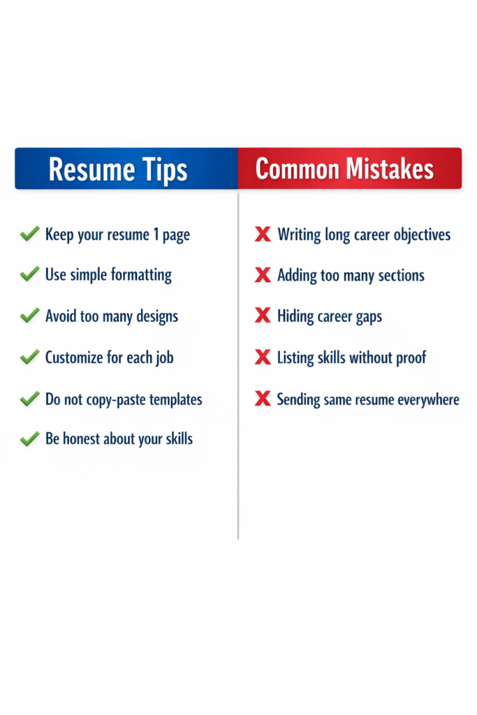 Resume tips Vs Common mistakes