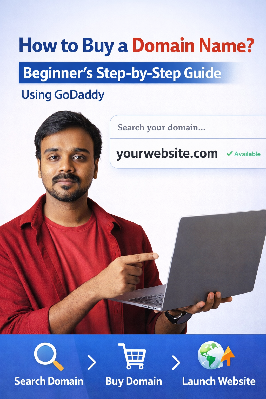 beginner guide to buying a domain name using GoDaddy step by step tutorial